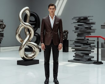 Modern Tailored Leather Blazer Jacket - Custom Fit Genuine Leather