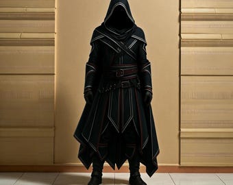 Handmade Leather Assassin Cloak: Medieval Gothic LARP Costume