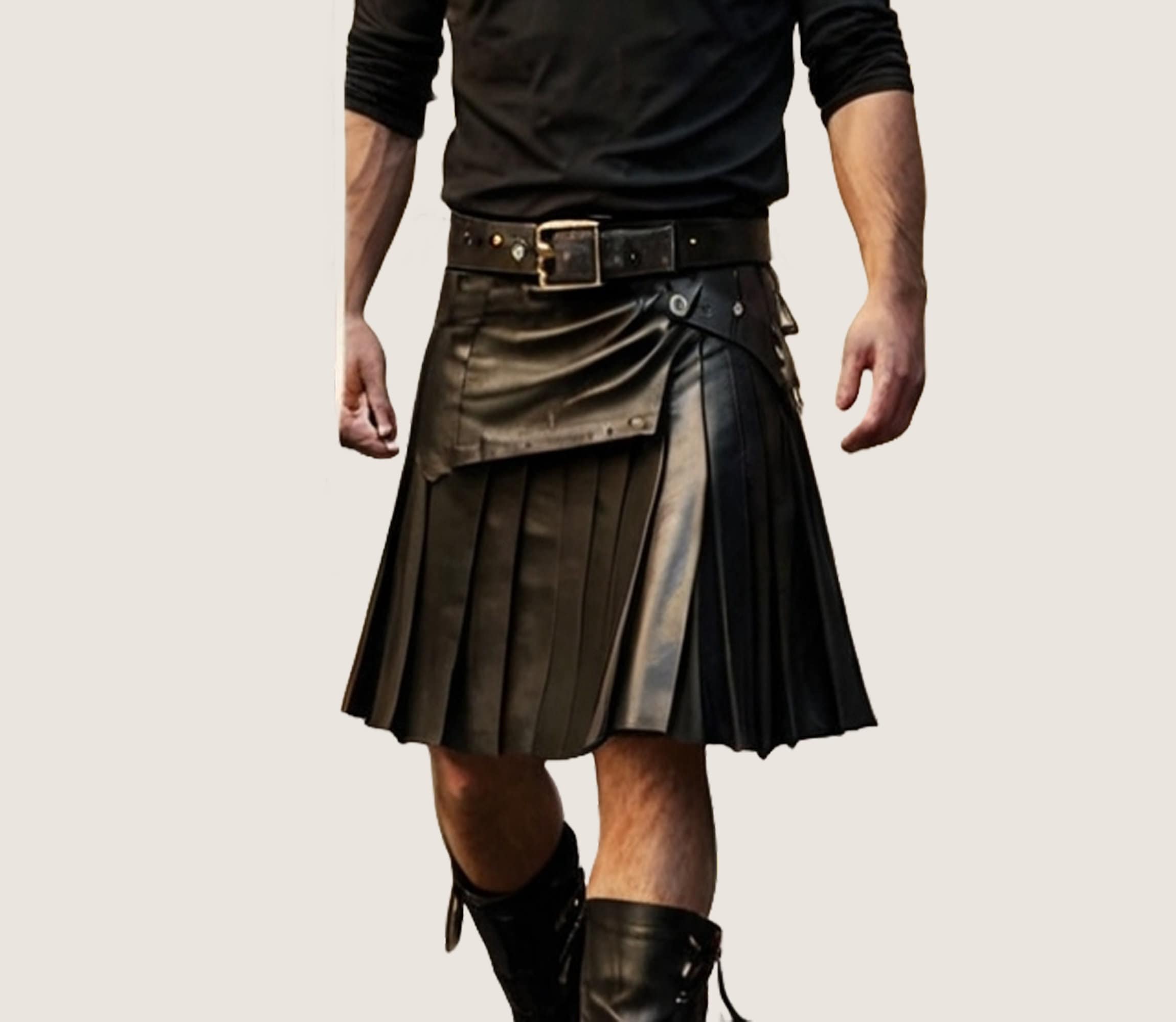 Black Pleated Kilt Etsy