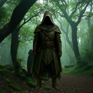 Handcrafted Leather Ranger Outfit: Hooded Elven Cloak, Dark Green Armor