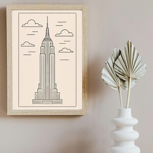 Empire State Building Print, New York City Skyline Wall Art, NYC Architecture Poster, City Decor, Printable Travel Art, Digital Download