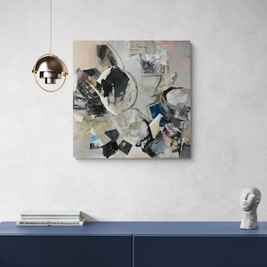 Unique Abstract Collage Painting | Mixed Media on Canvas | Earth Tones, Modern Texture, Memory-Inspired Art | Wall Art, Memories Displaced