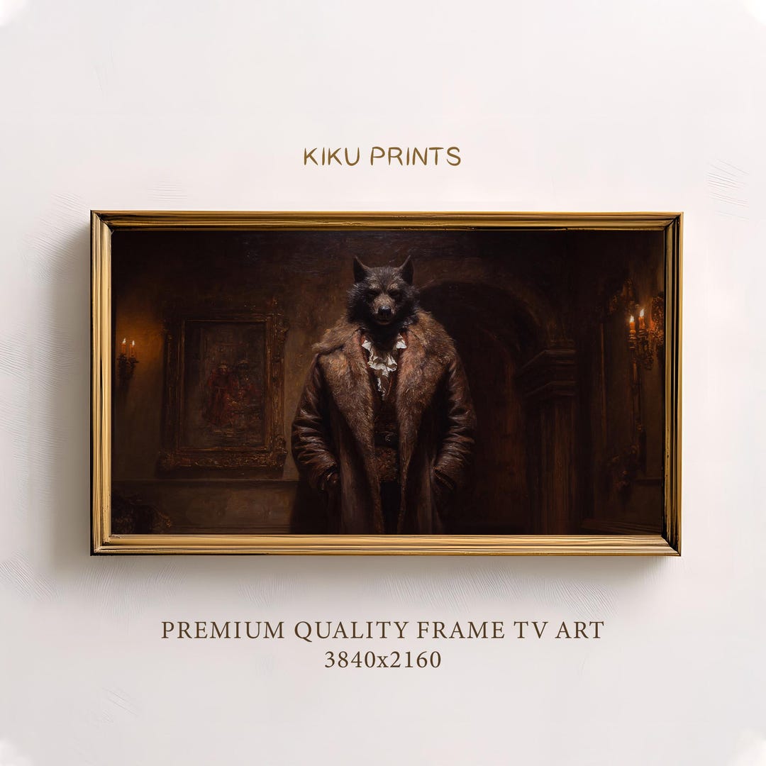 Dark Gothic Werewolf Portrait Frame TV Halloween Art, Werewolf Monster ...