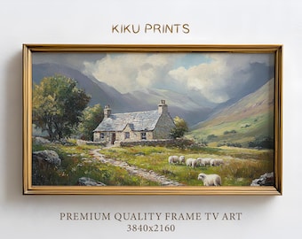 Ireland Spring Frame Tv Art Cottage Mountains Vintage Oil Painting, Samsung Frame Tv Art Irish Landscape Coastal, Digital Download | TV361