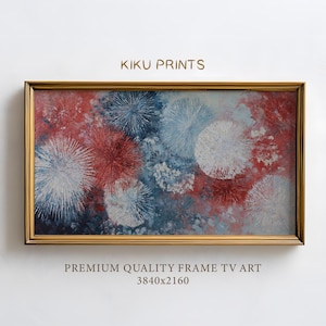 Abstract Frame TV Art 4th of July Red White Blue Fireworks, Independence Day Fireworks Frame TV Art, Farmhouse Decor, TV Background | TV481