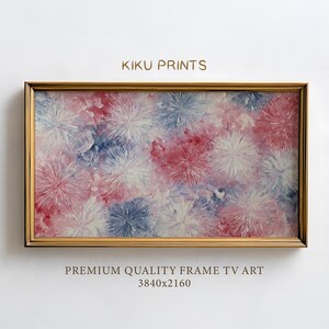 Independence Day Fireworks Frame TV Art Abstract Red White Blue Painting, 4th of July Frame TV Art Fireworks, Modern Digital Download |TV482