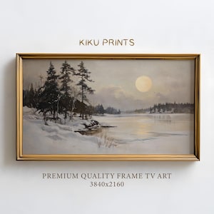 Vintage Frame TV Nature Art, Samsung Frame TV Winter Snow Scene Art, Moody Countryside Oil Painting, Minimal Neutral Digital Download |TV312