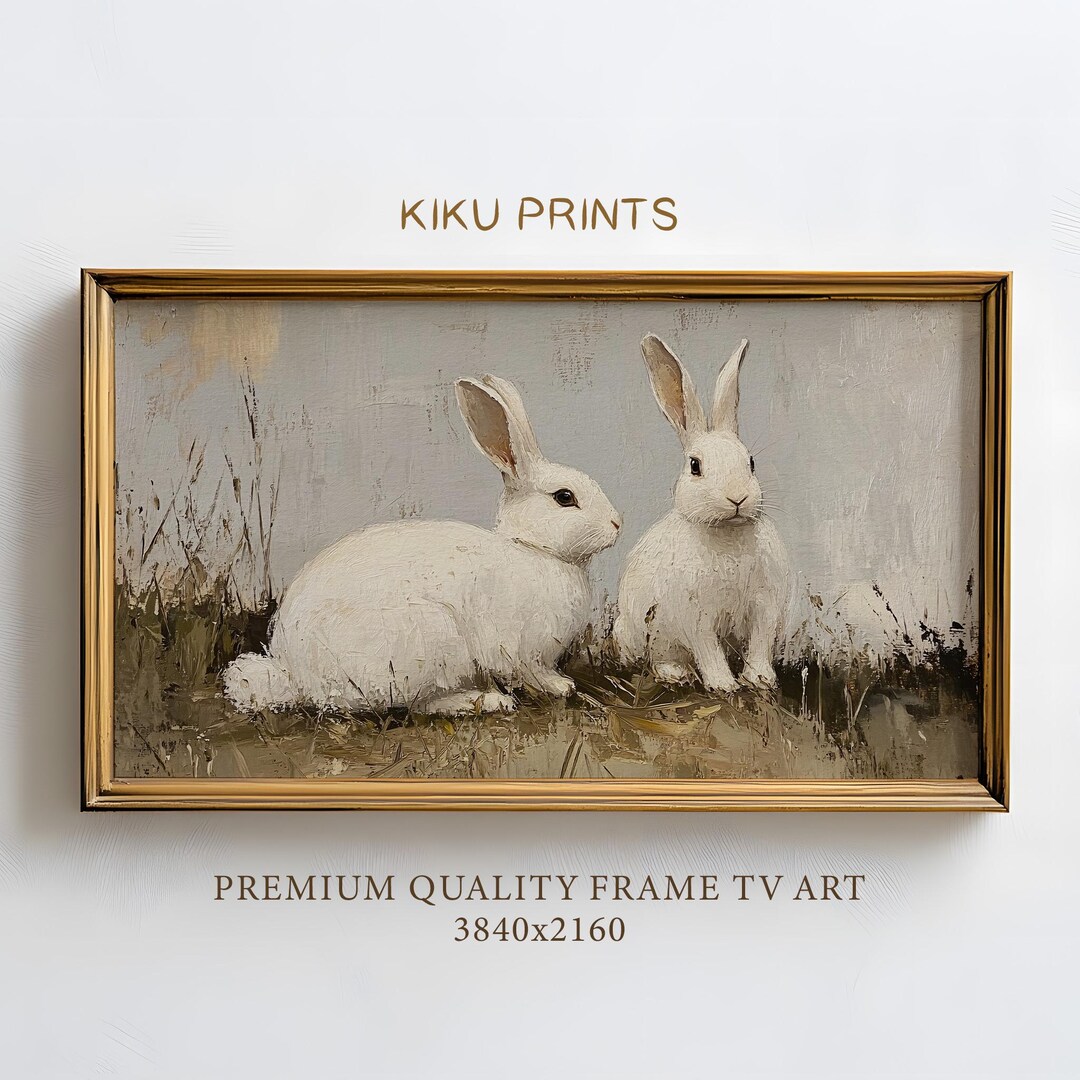 White Rabbits Vintage Frame TV Abstract Art, Abstract Easter Frame TV ...
