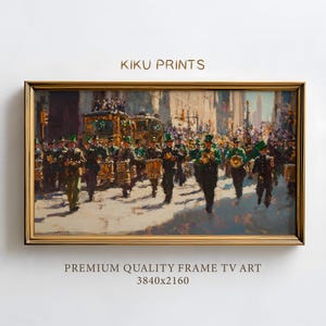 Frame TV Parada Dnia Świętego Patryka w Nowym Jorku, Vintage St Patrick&#39;s Day Frame TV Art, Impresjonistyczny obraz olejny, Pobieranie cyfrowe |TV340