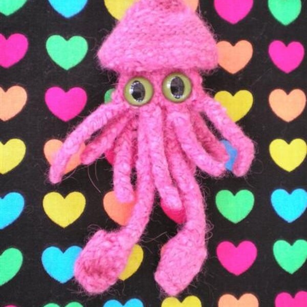 Handknitted Felted Squid Brooch