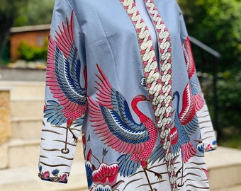 Kimono pour femme en tissu Pateh traditionnel thaïlandais. Pièce unique réalisée à la main