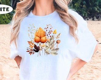 Fall Floral Shirt, Womens Fall Shirts, Fall Wildflowers Autumn Shirt, Fall Flowers Shirt, Fall Colors Shirt, Thanksgiving Womens Fall Tee