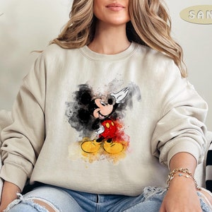 Mickey Watercolor Sweatshirt, Mickey Mouse Sweater, Disney Vacation Crewneck, Disneyland Mickey Sweatshirt, Magic Kingdom Sweatshirt