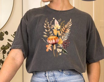 Fall Floral Shirt, Womens Fall Shirts, Fall Wildflowers Autumn Shirt, Fall Flowers Shirt, Fall Colors Shirt, Thanksgiving Womens Fall Tee