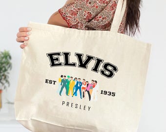 Elvis Presley Est 1935 Tote Bag, Elvis Presley Gift, Elvis Presley Bag, Gift for Elvis Presley Fan, Elvis Presley Lovers, King Of Music Bag