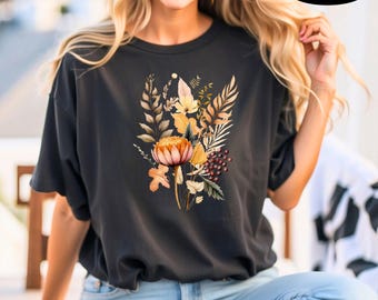 Fall Floral Shirt, Womens Fall Shirts, Fall Wildflowers Autumn Shirt, Fall Flowers Shirt, Fall Colors Shirt, Thanksgiving  Womens Fall Tee