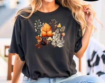 Fall Floral Shirt, Womens Fall Shirts, Fall Wildflowers Autumn Shirt, Fall Flowers Shirt, Fall Colors Shirt, Thanksgiving  Womens Fall Tee