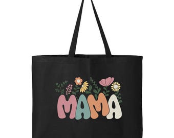 Floral Mama Tote Bag, Mama Tote, Varsity Mama Bag, Mothers Day