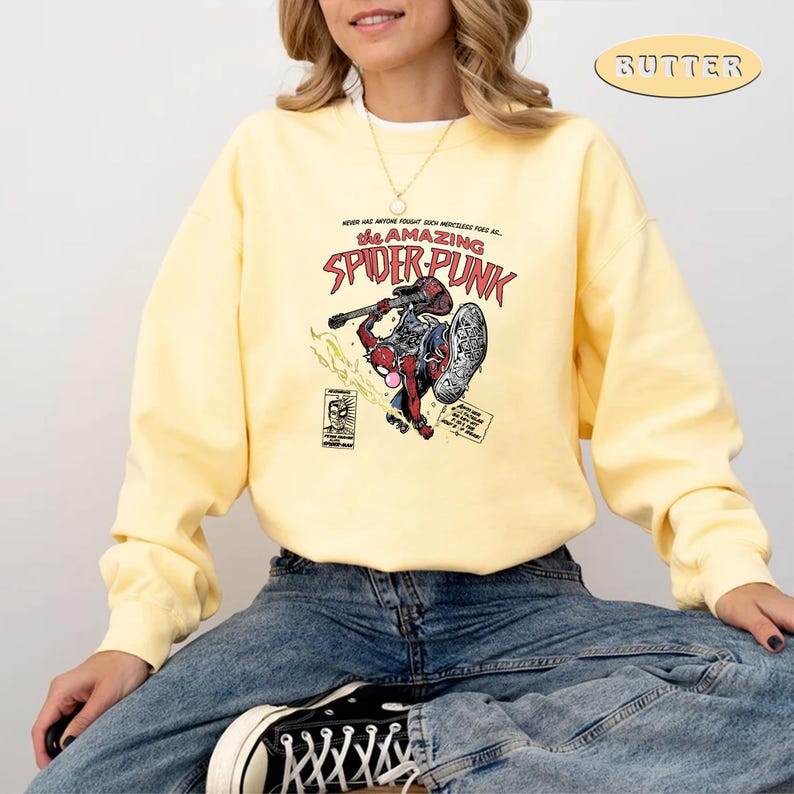 The Amazing Spider-Punk Sweatshirt, Spider Punk Sweatshirt, Punk Hero Sweatshirt, Spiderman Punk Sweatshirt