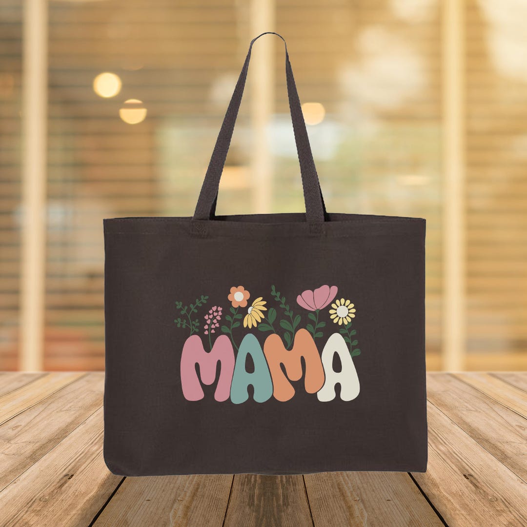 【Mama】トートバッグ Floral Mama Tote Bag, Mama Tote, Varsity Mama Bag, Mothers Day