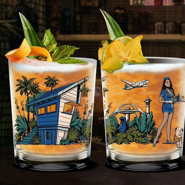 Set of x2 Mai Tai Glasses (full color, digiitally printed)