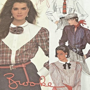McCall&#39;s Sewing Pattern 2123  Brooke Shields Size 8 Shirt Top Blouse 1985 Uncut