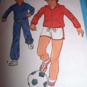 Simplicity Pattern 8449 Vintage Boys Jog Suit Size 12 Short Pants Hood Jacket Uncut