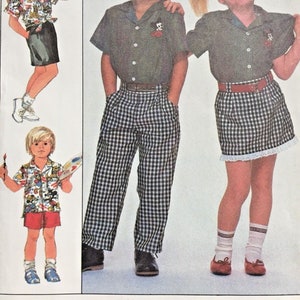Simplicity Sewing Pattern 8464 Disney Mickey Mouse Shirt Pants Skirt Size 4 5 6 Uncut Boy or Girl