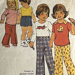 Simplicity Sewing Pattern 7061 Tops Shorts Pants Size 2 Transfer Included 1975 Children