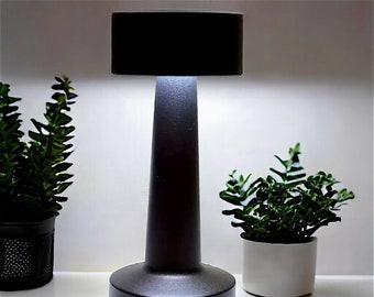 Lampe de table LED noire haltère de luxe | Barre tactile tricolore rechargeable | Cadeaux de pendaison de crémaillère | Décoration originale