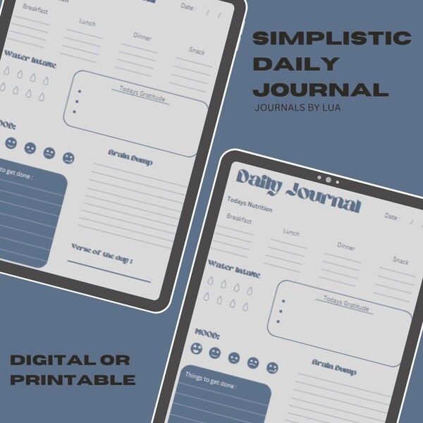 Daily Journal, Journal, Simplistic Daily journal, Journals by Lua, Aesthetic Journal,