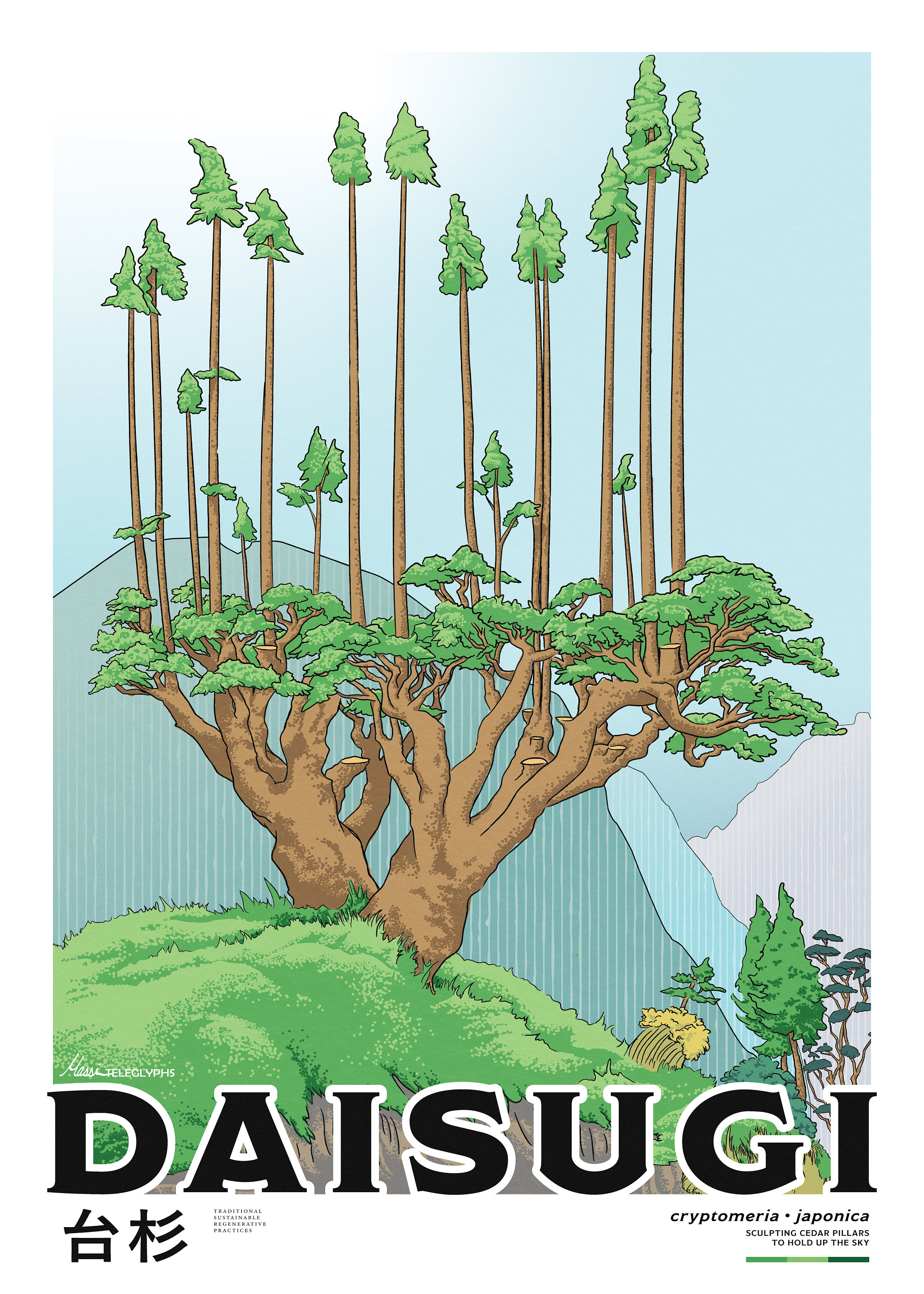 Daisugi Print, Japanese Bonsai Poster, Cedar Tree Forest Art - Etsy