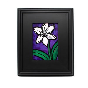 Framed White Daffodil Painting