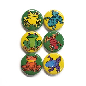 Frog Magnet or Pin Back Button Set - Cute Tree Frog Fridge Magnets or Pinbacks