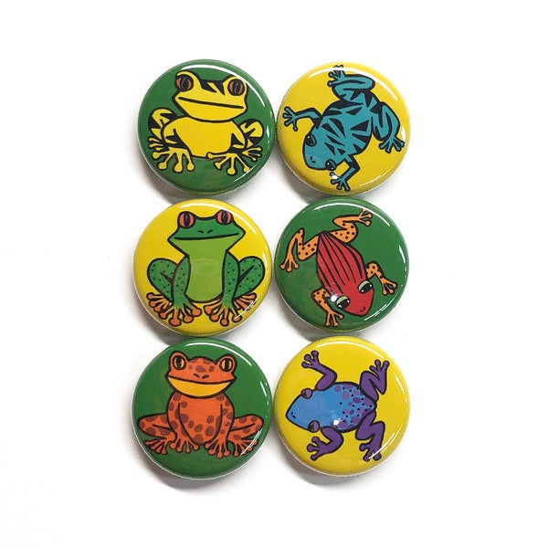 Frog Magnet or Pin Back Button Set - Cute Tree Frog Fridge Magnets or Pinbacks - Stocking Stuffer, Gift Under 10 Dollars, Animal Lover Gift