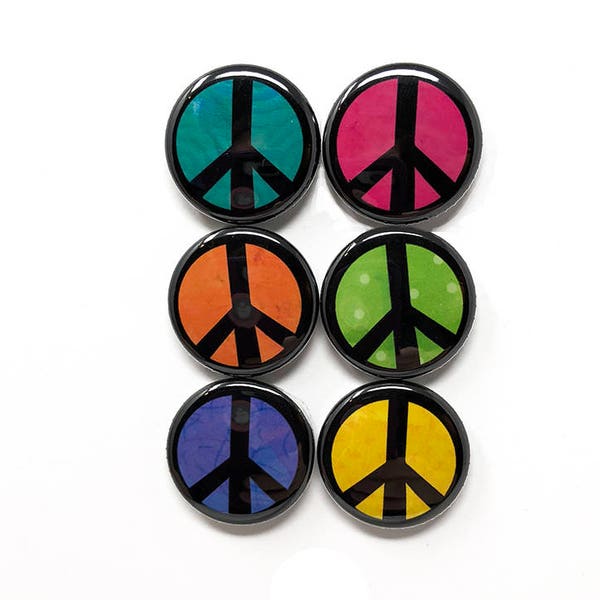 Peace Pin or Peace Magnet Set - Peace Symbol - Peace Sign Pinback Button Badges or Fridge Magnets - Protest Pins