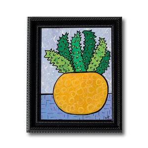 Succulent Art 11x14 Framed Original Painting Succulent Lover Gift Potted Plant Still Life Painting by Claudine Intner image 1