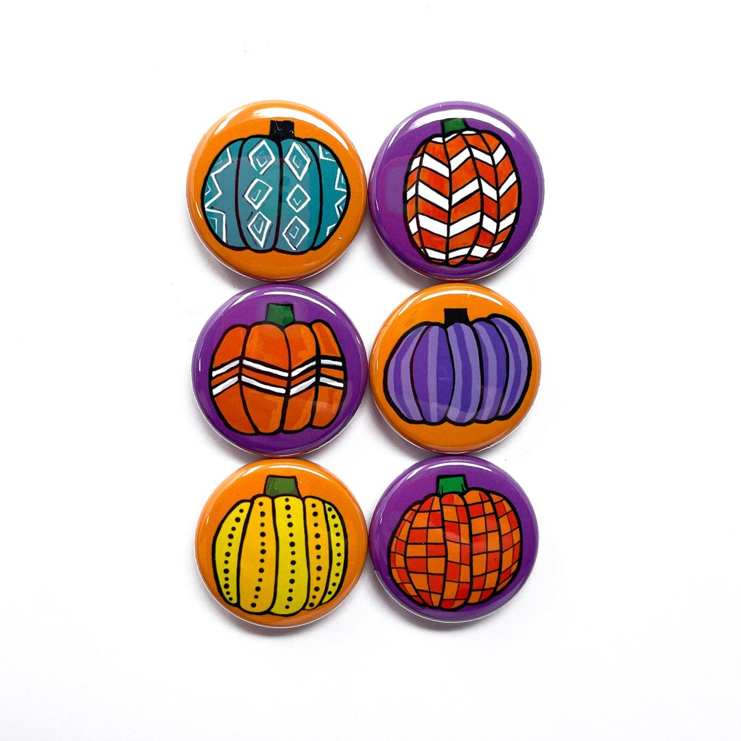 Decorative Pumpkin Magnet or Pin Back Button Set - Halloween Jack O ...