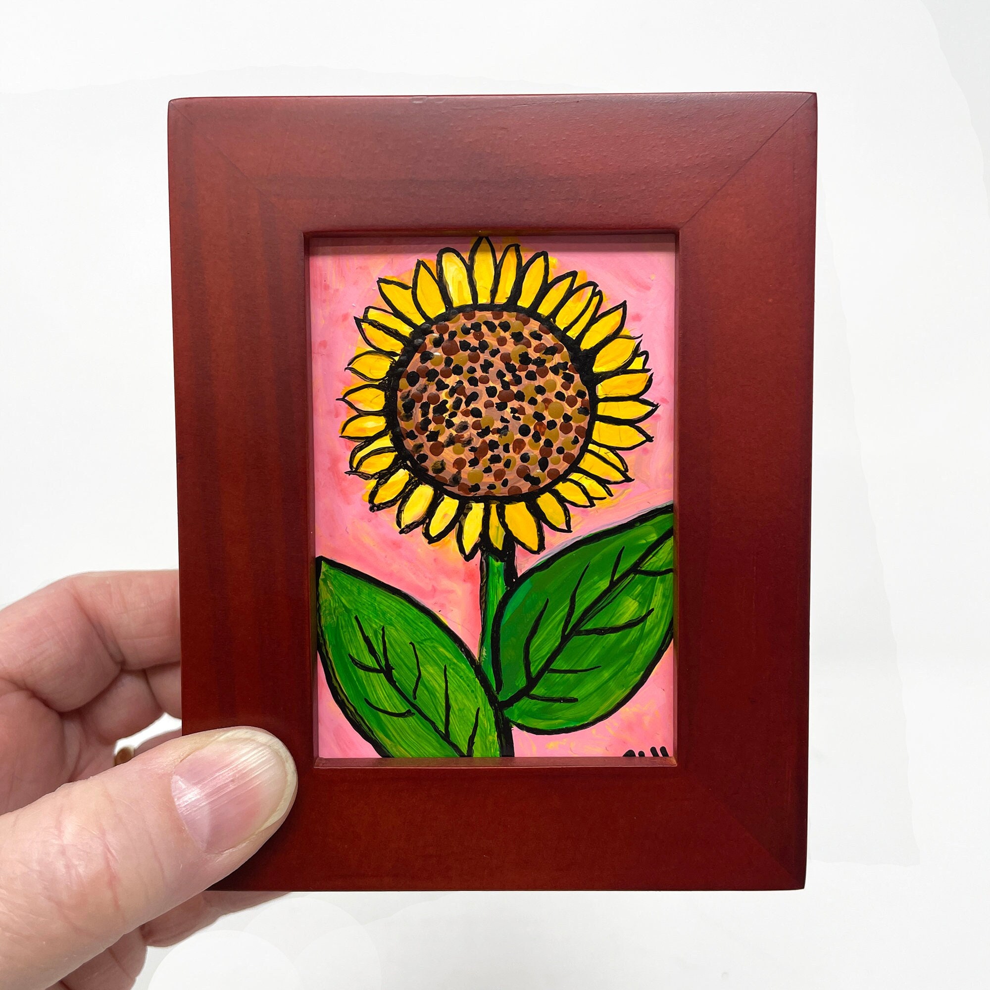 Mini Canvas 3x3 Acrylic Painting With Easel Sunflower Flowers Bring Joy  Prophetic Painting Original Art 
