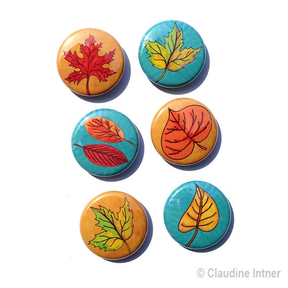 Leaf Magnets or Leaf Pins - 1 Inch Fall Leaves Magnet Set, Autumn ...