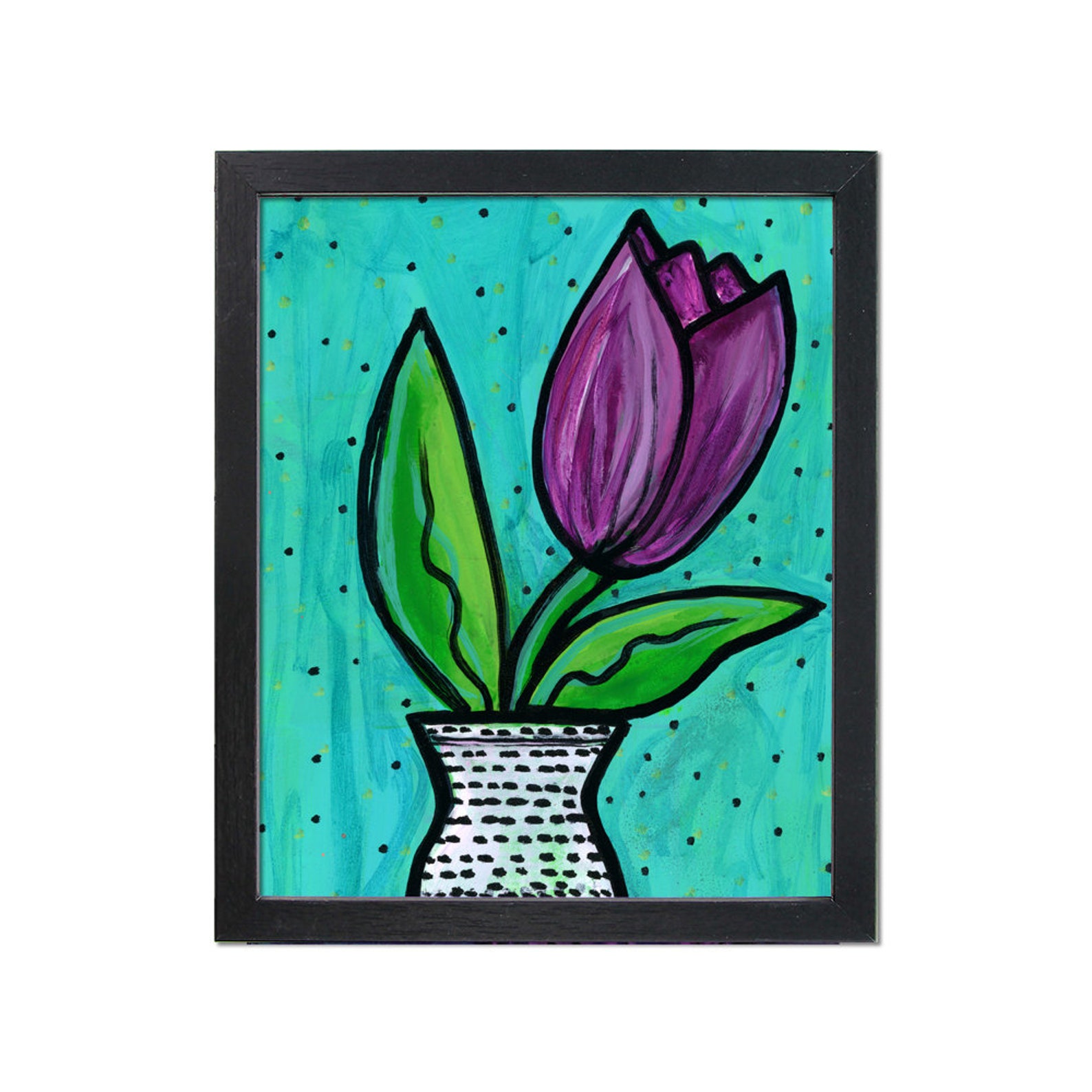 Purple Tulip Art Print Whimsical Floral Art Print Purple Etsy