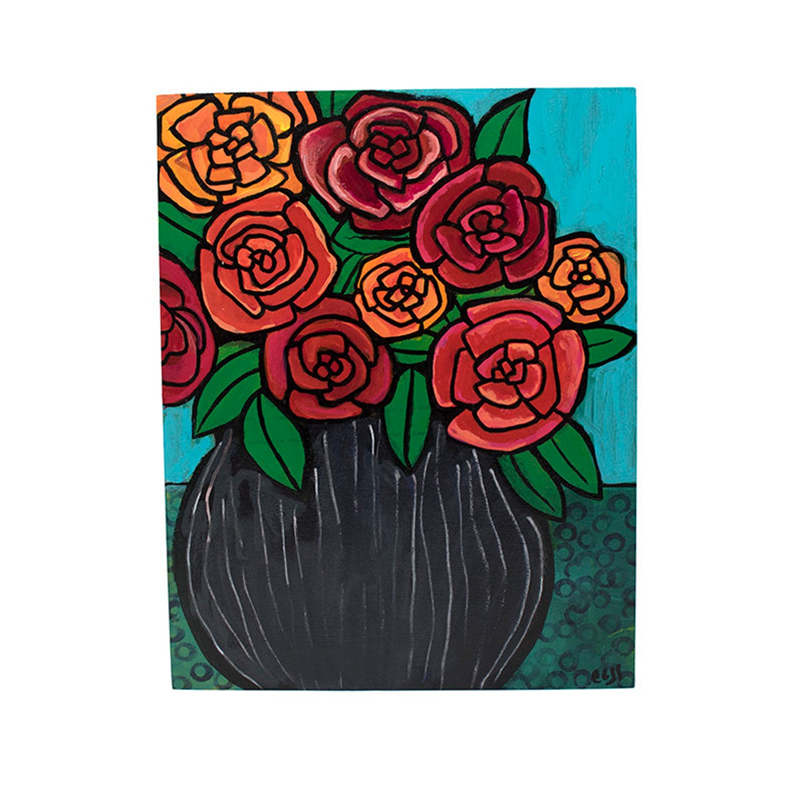 Red Rose Still Life Painting Bunch of Roses in a Vase - Etsy