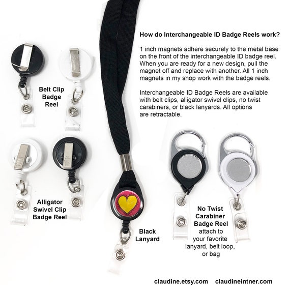 Interchangeable ID Badge Reel Starter Base Magnetic Badge Reel, ID