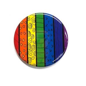 Rainbow Pin Back Button, Fridge Magnet, or Pocket Mirror