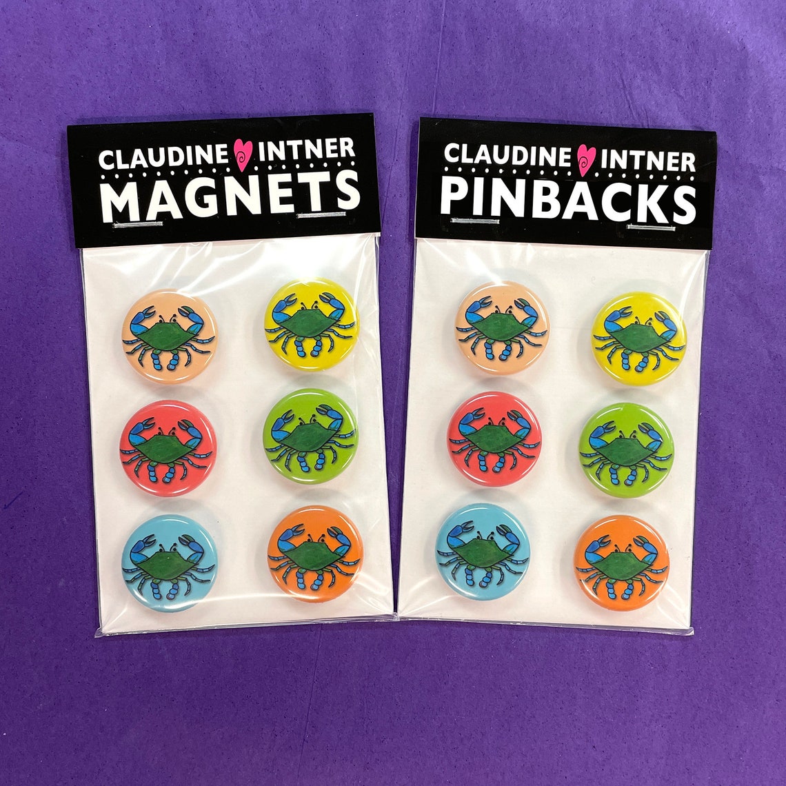 Blue Crab or Blue Crab Pin Set 1 Inch Crab Pinback Etsy