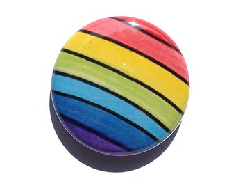 Rainbow Pin, Magnet, or Mirror - 1, 1.25, or 2.25 Inch PInback Button, Fridge Magnet, or Pocket Mirror