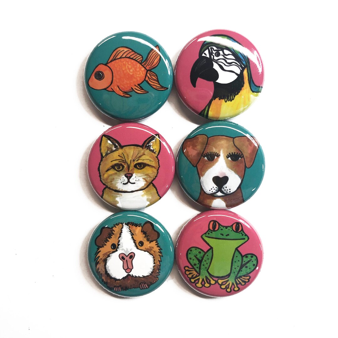 Cute Animal or Pin Back Button Set Pet or Etsy