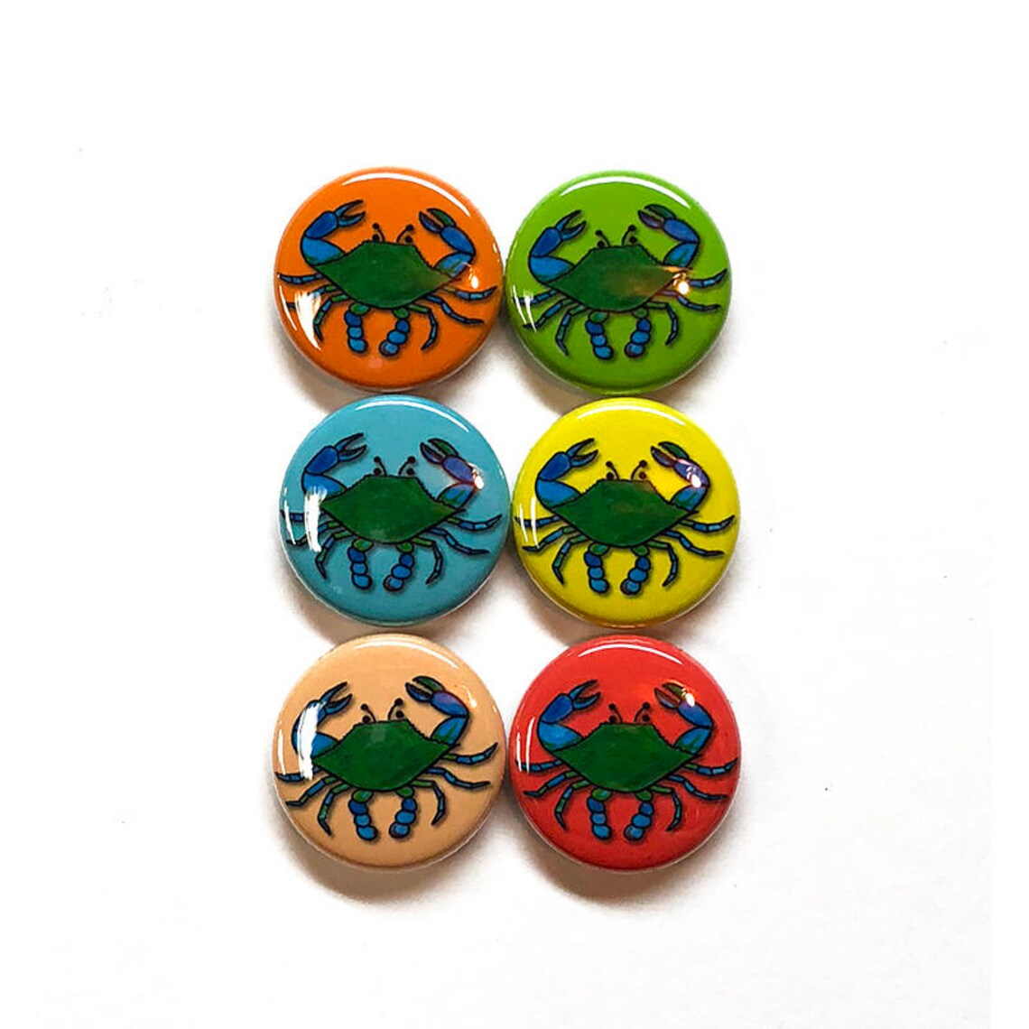 Blue Crab or Blue Crab Pin Set 1 Inch Crab Pinback Etsy