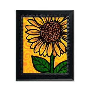 Whimsical Sunflower Print - Yellow Floral Art Print - Bright Colors - Flower Wall Art Decor