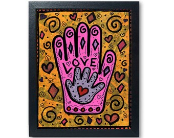 Mother's Love Hamsa Art Print - Mother's Day Or New Baby Gift - Mom and Child Hands